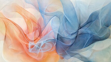 Obraz premium Abstract Swirls of Serenity: A Dance of Blue and Orange Hues