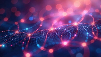 Obraz premium Overlapping circles create flowing, opalescent network, wave, network, black