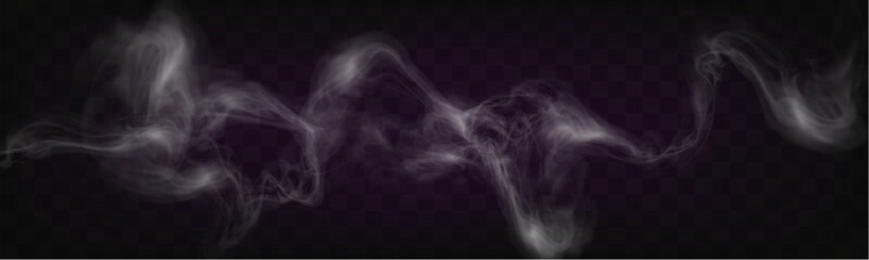 Transparent realistic smoke on a dark checkered background with soft, flowing, wispy trails.