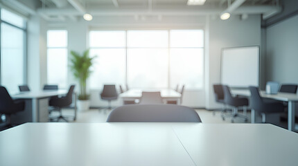 empty white business office with blurred background