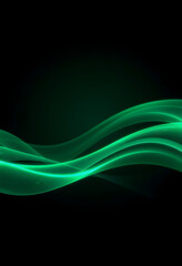 Obraz premium Wavy line green close up wallpaper, illustration for product presentation template, copy space dark background, studio photography, with white tones
