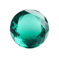 green crystal ball with geometric design and sparkle, isolated on transparent background, png