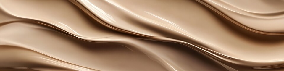 Obraz premium Glossy Beige Waves in Mocha Mousse Hue Abstract and Minimal Design for Confectionery Skincare or