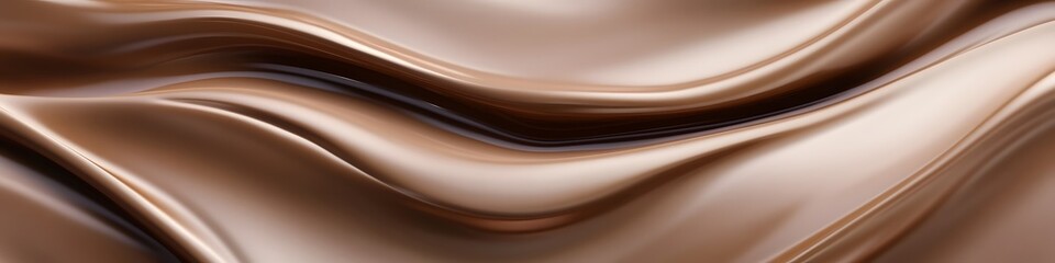 Glossy Fabric Waves in Beige Mocha Mousse Abstract Backdrop for Cosmetic Textile or Confection