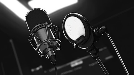 Podcasting Recording Microphone Illustration