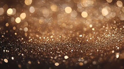 Shimmered Mocha Mousse Tone Abstract Background with Glowing Golden Glitter Accents and Festive