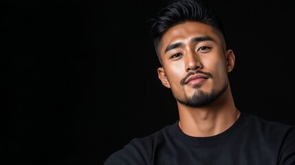 Fototapeta premium A man with a black shirt and a black background