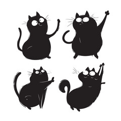 set of cute cats character - vector illustration