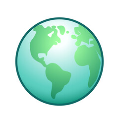 Planet Earth with continents and oceans. Vector illustration isolated on white background. Icon