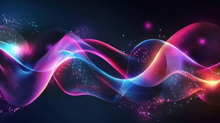 Obraz premium Abstract Neon Wave Art: Vibrant Pink, Blue, and Orange Hues