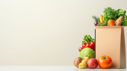 Fresh Organic Produce in Eco-Friendly Bag on Clean Background