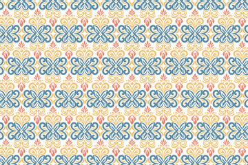 vintage seamless floral pattern with abstract botanical elements and ethnic ikat designs for textile, fabric, wallpaper, and fashion collections
