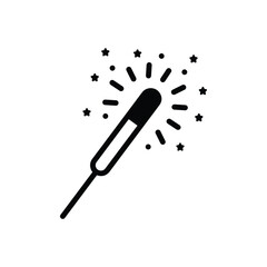 Black solid icon for sparkler