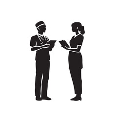 Vector Illustration of a Hospital Nurse Silhouette Talking