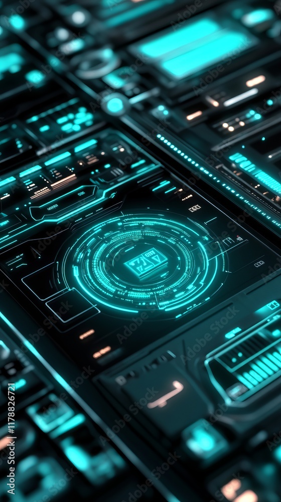 Poster close up of a computer screen with a blue background and a green circle with the number 23 on it
