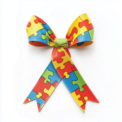 Puzzle piece ribbon for the world autism day