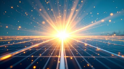 Fototapeta premium Solar panel with light rays