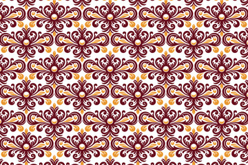 Fototapeta premium abstract seamless floral pattern with vintage botanical motifs and ethnic ikat design for fabric, textiles, wallpaper, and fashion creations