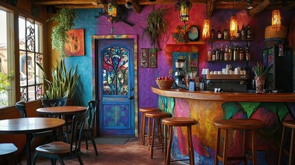 Vibrant Bohemian Cafe Interior 