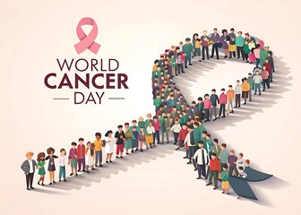 World Cancer Day: Poster, Banner, Post. Story. A Symbol of Unity and Support in the Fight Against Cancer
