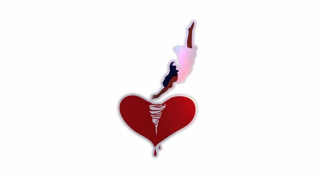 A girl with a broken heart. Anti Valentine's day concept. Alpha channel transparency