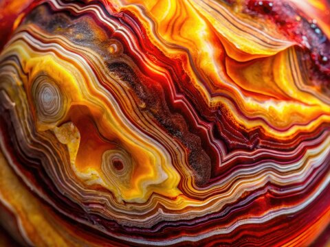 Polished Mookaite Jasper, a Western Australian gemstone, glows in this long-exposure close-up from Mooka Creek.