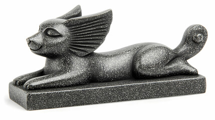 Egyptian god-dog figurine on a pedestal, studio shot.