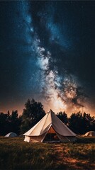 Glamping under starry skies nature retreat nighttime serenity