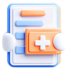 Fototapeta premium 3D illustration of a health form with a medical symbol, emphasizing healthcare and organization.