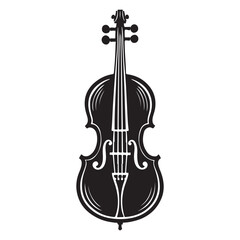 Fototapeta premium Cello Silhouette Vector Illustration, Solid White Background.