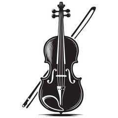 Fototapeta premium Cello Silhouette Vector Illustration, Solid White Background.