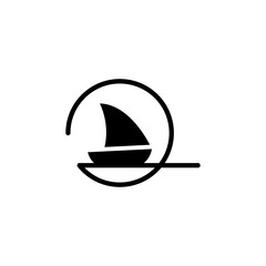 Logo of a sailboat with a sail. Isolated vector illustration on white background.