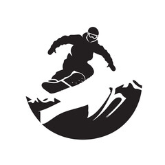 Silhouette of a Snowboarder Jumping - Vector Illustration