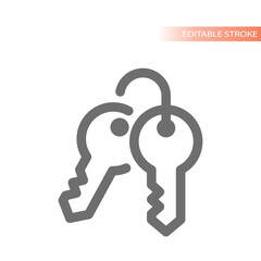 Key set, real estate line icon. Keys, home keyring, buying a house vector. 
