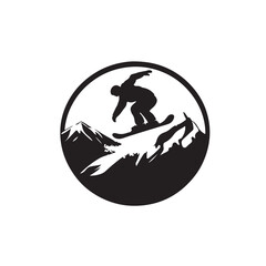Logo Concept of a Snowboarder Jumping - Vector Illustration