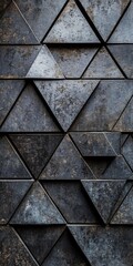 Obraz premium Close-up of textured triangular metal panels creating a geometric abstract pattern in a modern industrial style.