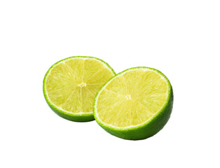 Half with slice of fresh green lime isolated on transparen png