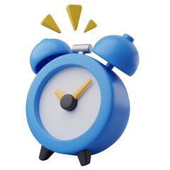 3D Blue alarm clock, Deadlines and waking up from sleep.
