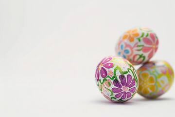 Colorful Easter Eggs Macro: Vibrant and Festive on White Background