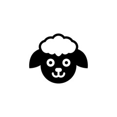 Sheep head silhouette. Ewe face. Simple vector on white background.