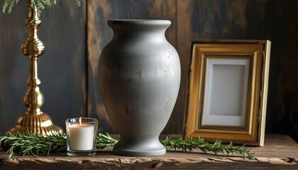 Charcoal ceramic urn with matte finish for elegant decor