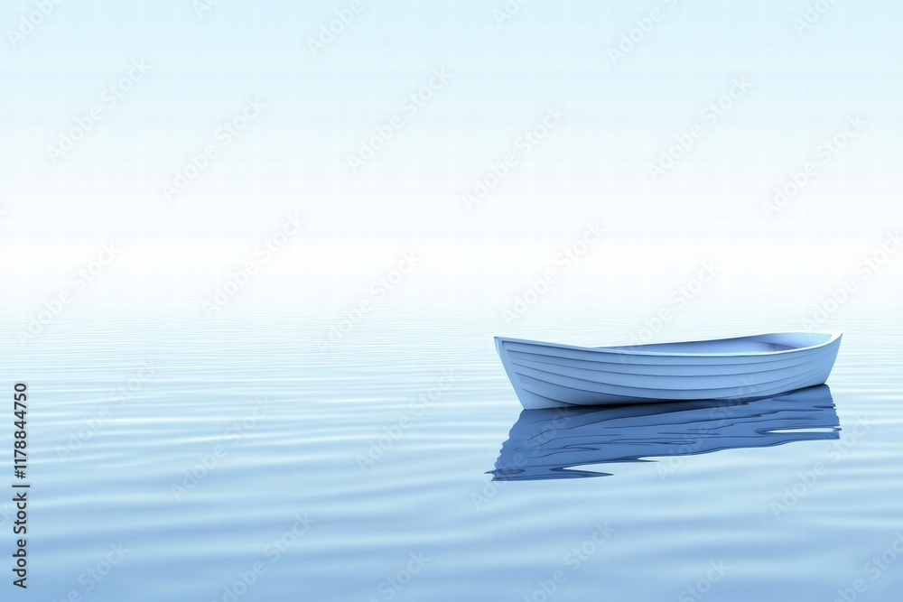 Fototapete simple boat silhouette on calm water with soft reflections creating a serene atmosphere for creative