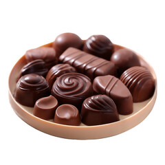 The tray overflows with tempting chocolate sweets and candies