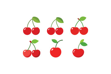 "Set of Cherry Fruit Vector Illustration"

