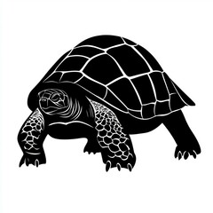 Fototapeta premium Majestic Tortoise Silhouette: Black and White Reptile Vector Art