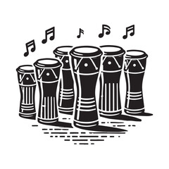 Conga Silhouette Vector Illustration, Solid White Background.