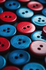 Red and Blue Buttons on Table