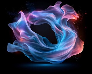 Obraz premium Abstract Glowing Nebula Swirls Cosmic Dust and Energy Flow Vibrant Pink and Blue Hues