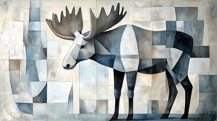 Wild moose captured in its natural habitat, amidst dense forest scenery and calm surroundings, ideal wildlife-themed background style book illustration