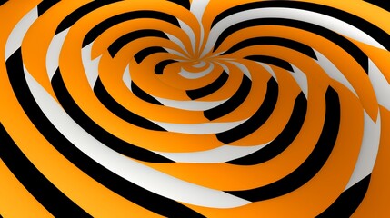 Abstract Orange and Black Swirling Pattern